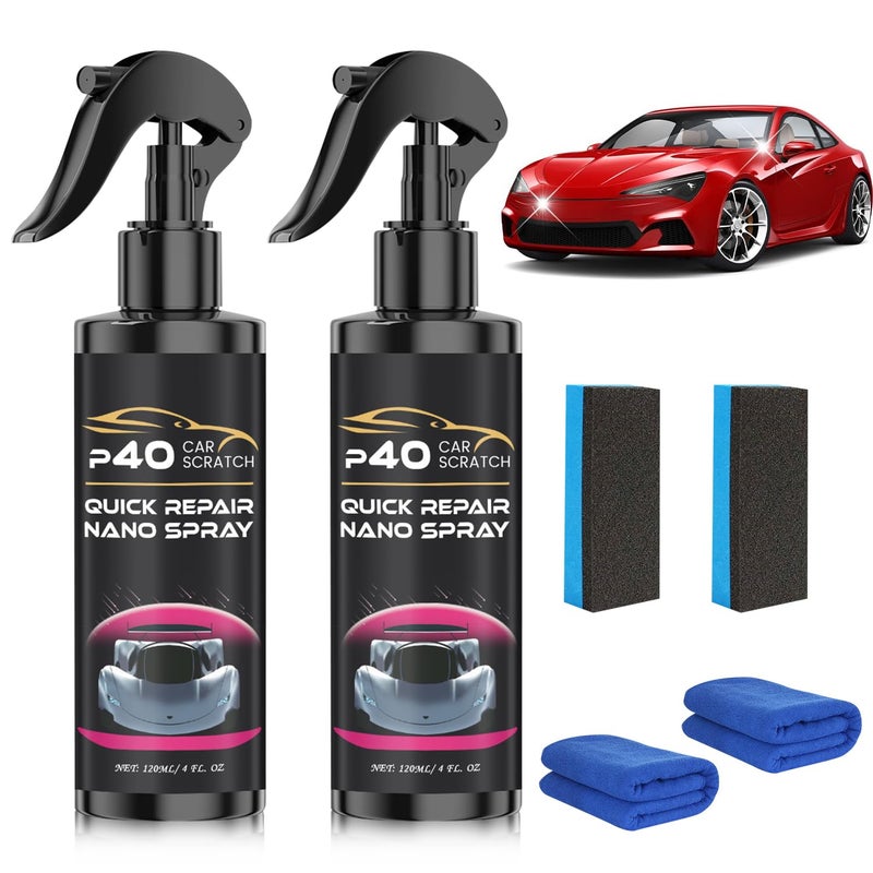 Compensai 2Pcs P40 Car Scratch Quick Repair Nano Spray,Quick Paint Restoration,Instant Invisible Scratch Remover,Multifunctional Coating Renewal Agent Spray for All Cars & Surfaces - Image 1